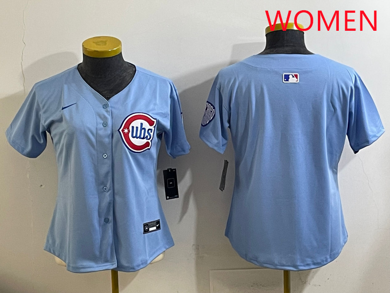 Women 2025 Chicago Cubs blank Blue Game Nike MLB Jersey style 2->women mlb jersey->Women Jersey